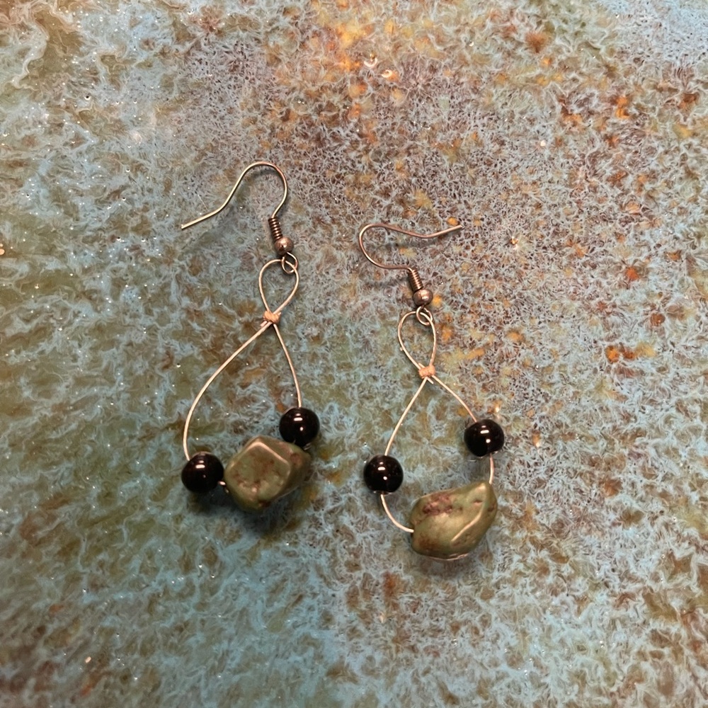 beaded, stone earrings